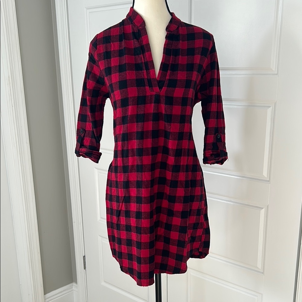 Flamingo Urban Red Black Buffalo Plaid Dress Holiday Fall Thanksgiving Christmas